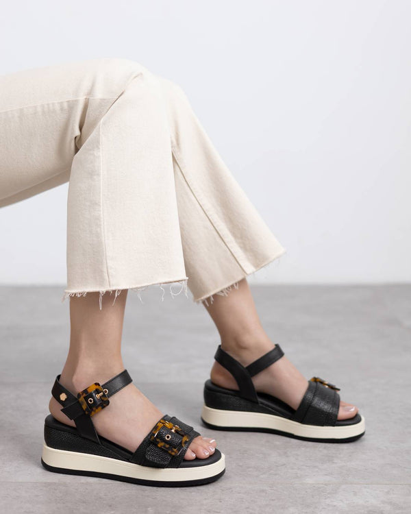 Sandalo zeppa donna carmela pelle black 162227