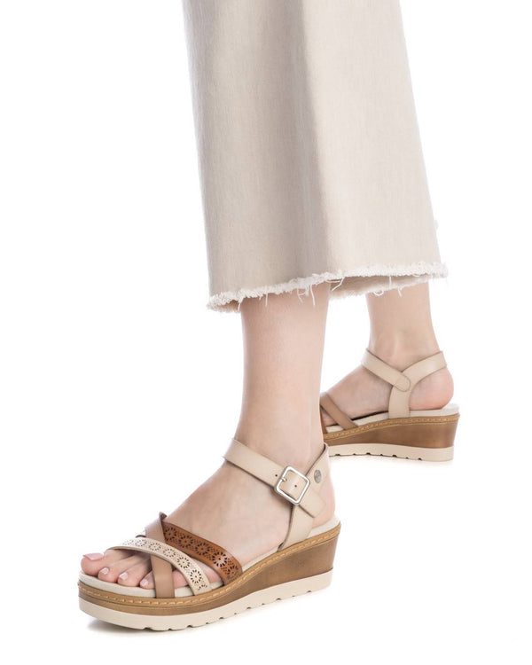 Sandalo zeppa donna refresh beige 172682