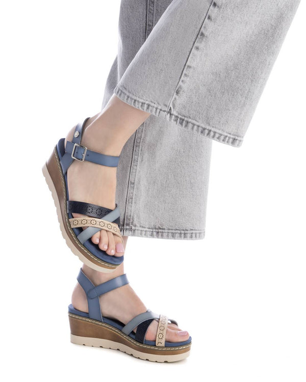 Sandalo zeppa donna refresh jeans 172682