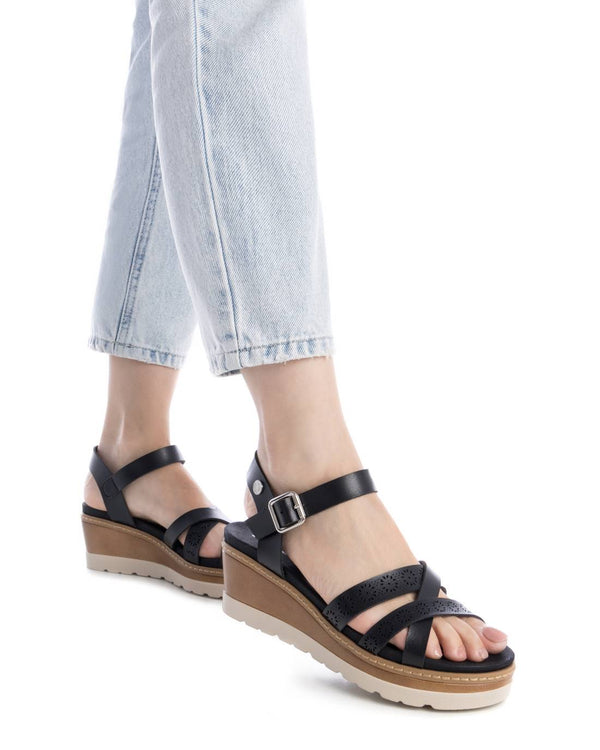 Sandalo zeppa donna refresh nero 172682