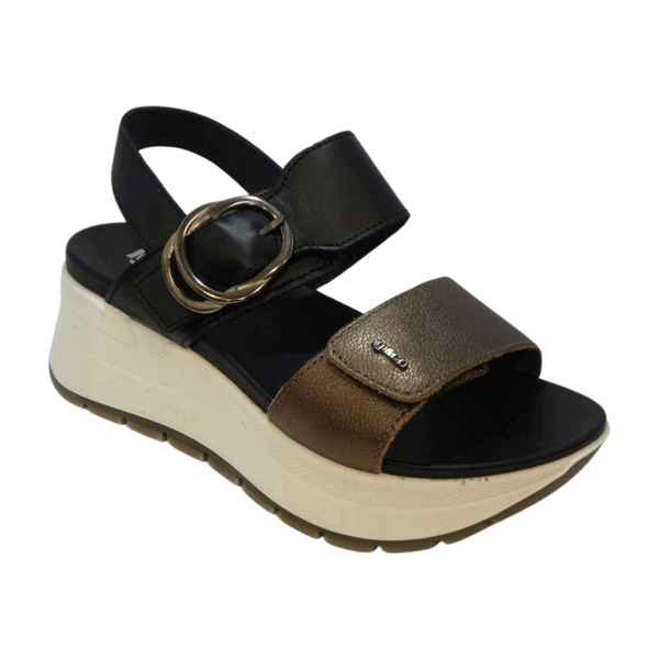 Sandalo zeppa donna igi&co pelle nero/bronzo 7677622