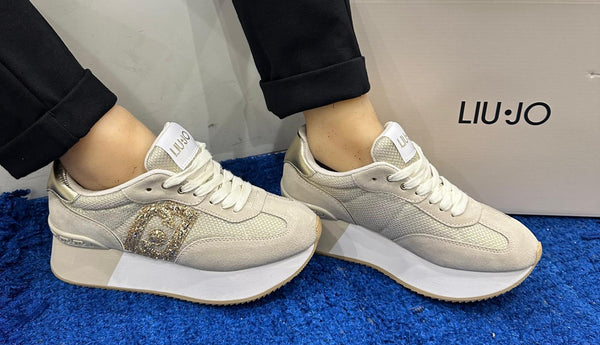 Sneakers donna liu jo platform ecru/light gold dreamy02