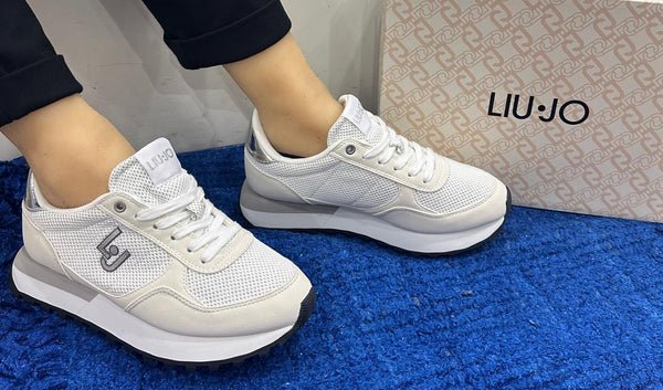 Sneakers donna liu jo platform tessuto e bright mesh white evelyn915