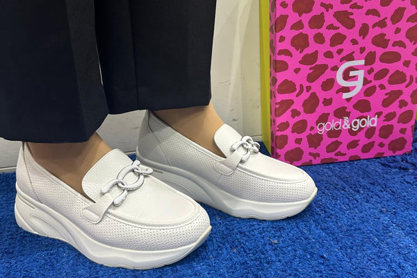 Mocassino donna gold&gold bianco gb940