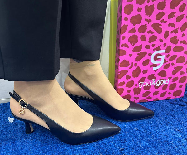 Décolleté slingback gold&gold black gp587