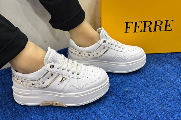 Sneakers donna ferré white/gold f080