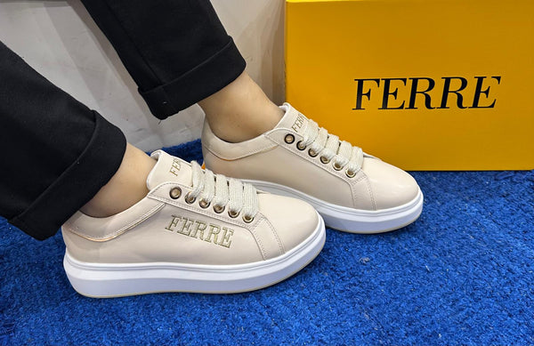 Sneakers donna ferré crema/gold f162