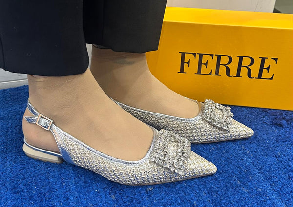 Ballerina slingback ferre' silver f020