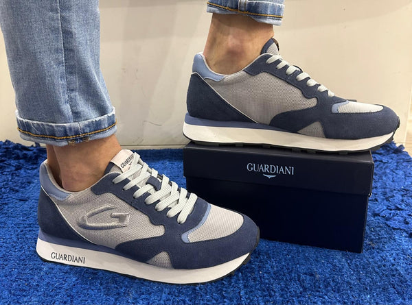 Sneakers uomo guardiani camoscio dk blue/mesh lt grey wen4515 agm451506