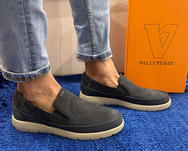Slip-on uomo valleverde in nabuk navy 36974
