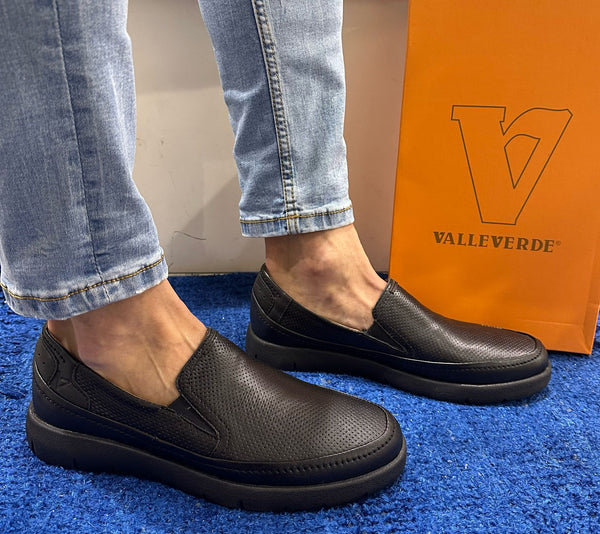 Slip-on uomo valleverde in pelle black 36974a