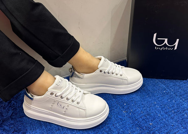 Sneakers donna by byblos white/silver bysc9bm01met