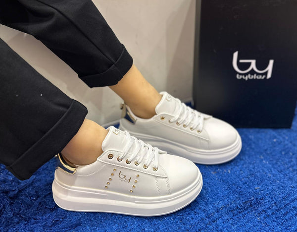 Sneakers donna by byblos white/gold bysc9bm01met