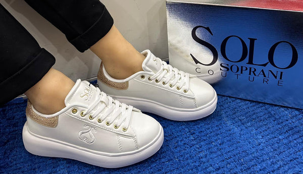 Sneakers donna solo soprani ecoepelle white/champagne nyl scw514p60