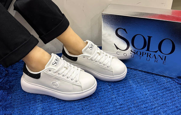 Sneakers donna solo soprani ecoepelle white/black nyl scw514p60