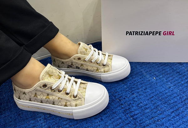 Sneakers donna patrizia pepe tessuto beige ppj311