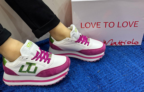 Sneakers donna love to love gai mattiolo white/fuxia/green 3080