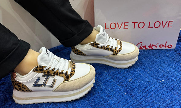 Sneakers donna love to love gai mattiolo white/beige/leopard 3080