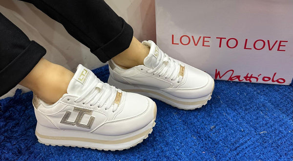 Sneakers donna love to love gai mattiolo white/lt gold 3081