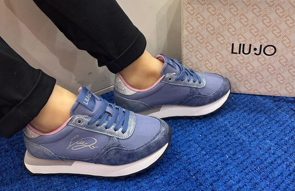 Sneakers donna liu jo platform tessuto pitonato laminato bleu/denim evelyn915
