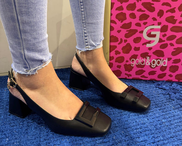 Décolleté slingback donna gold&gold nero gd208