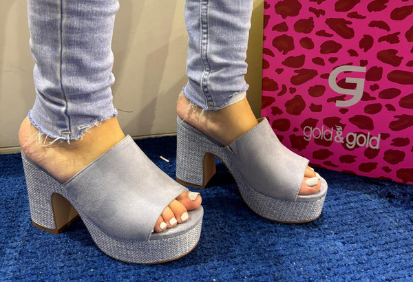 Mules donna gold&gold blu gk196