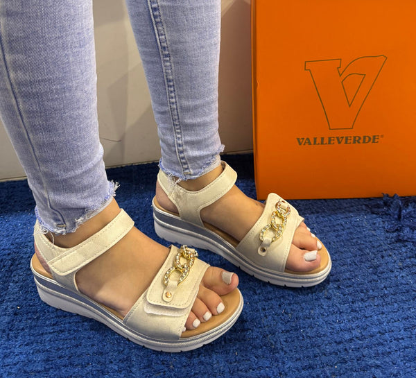 Sandalo donna valleverde avorio 55566