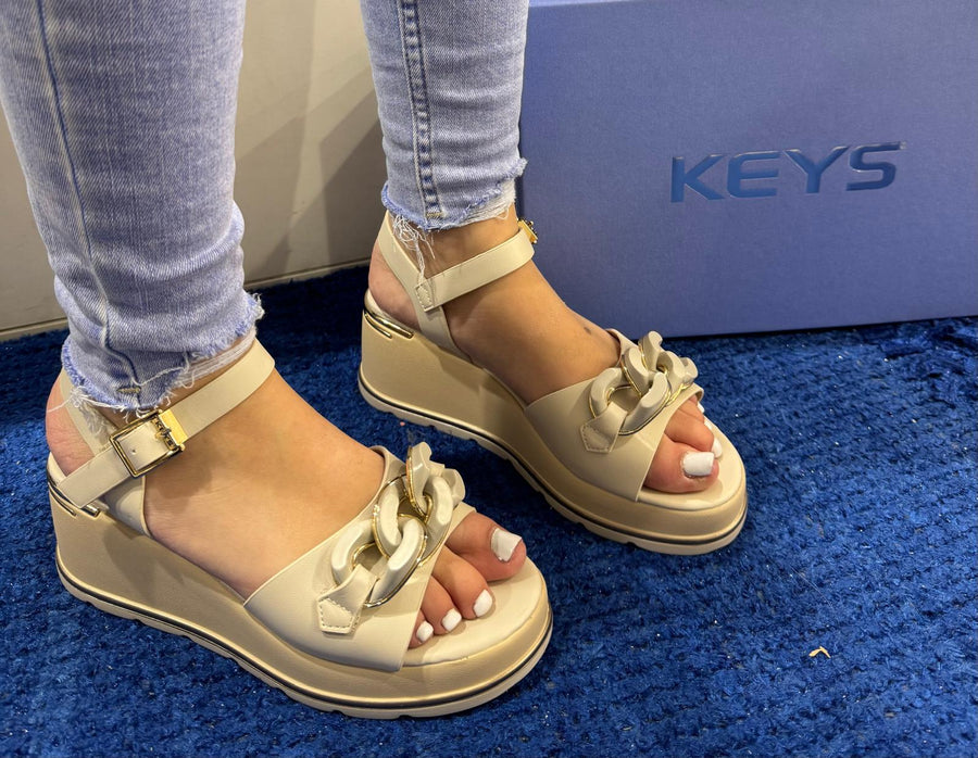 Sandalo zeppa donna keys beige k11000