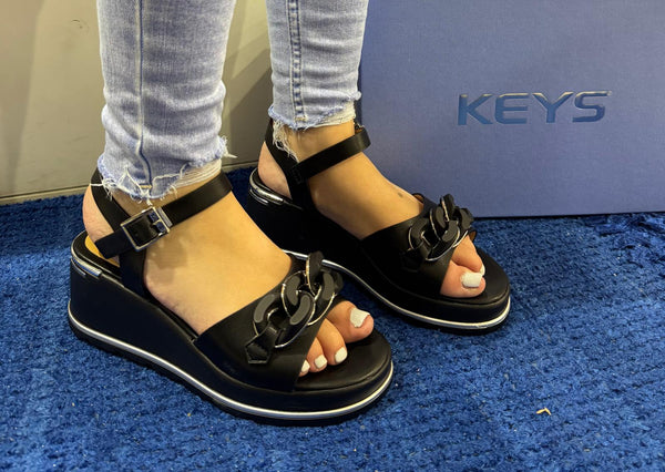 Sandalo zeppa donna keys black k11000