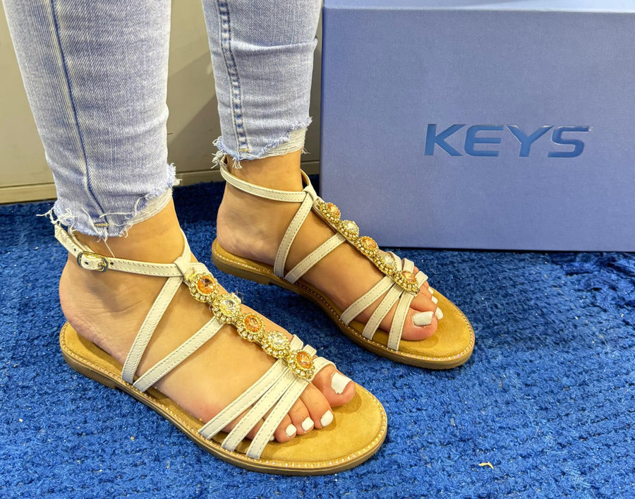 Sandalo flat donna keys white k10950