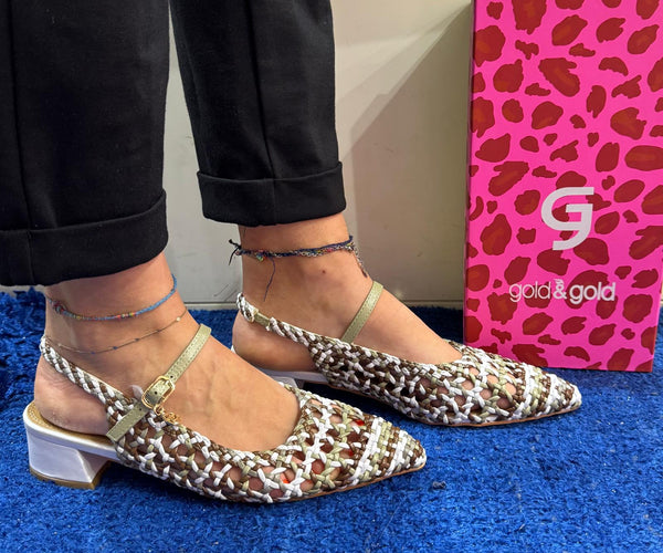 Slingback donna gold&gold caffé/verde/bianco gd247