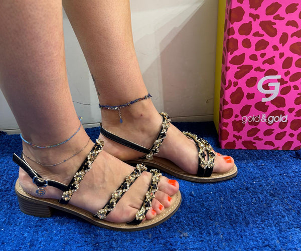 Sandalo donna gold&gold nero gl830