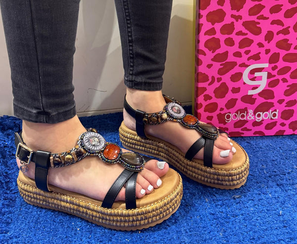 Sandalo donna gold&gold nero gc760