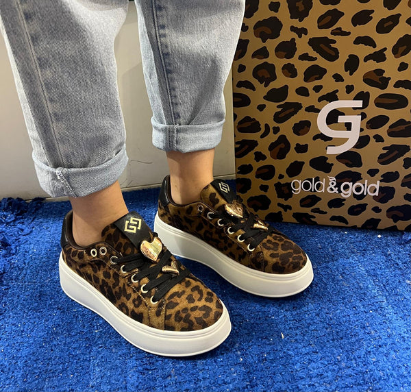 Sneakers donna gold&gold leopard gb970