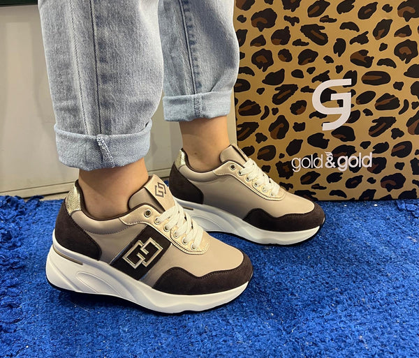 Sneakers donna gold&gold caffè gb1012