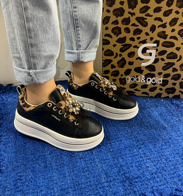 Sneakers donna gold&gold leopard gb987