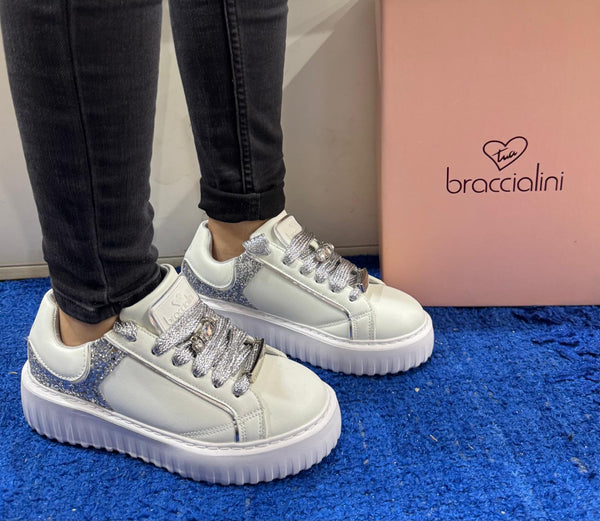 Sneakers donna braccialini b119 white/silver
