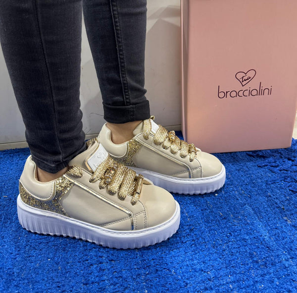 Sneakers donna braccialini b119 beige/gold