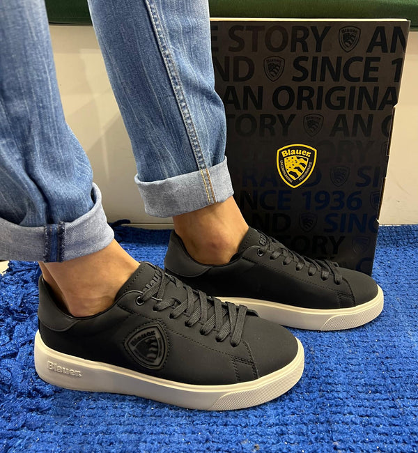 Sneakers uomo blauer pelle black f5buck07/lea