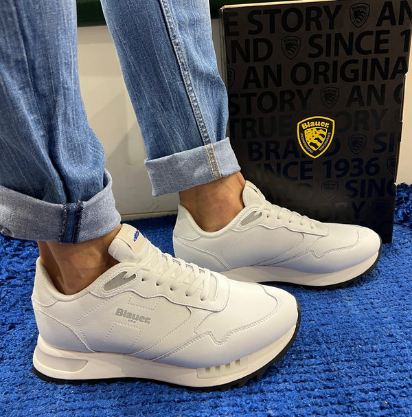 Sneakers uomo blauer pelle white f5ryder01/lea