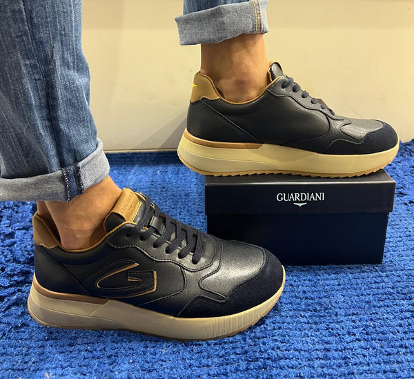Sneakers uomo guardiani pelle navy/tabacco winner 4525 agm452502