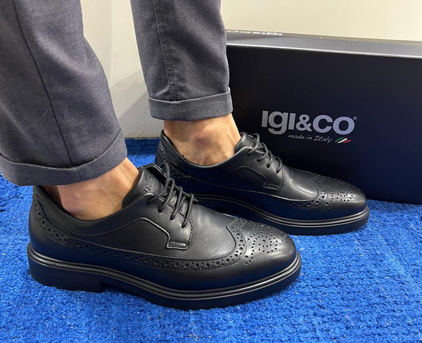 Stringata uomo igi&co pelle nero 8600300