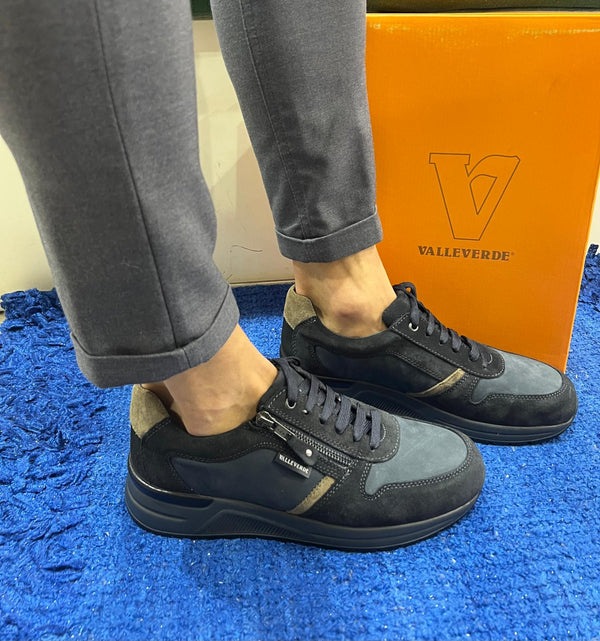 Sneakers uomo valleverde in camoscio navy vy954aw