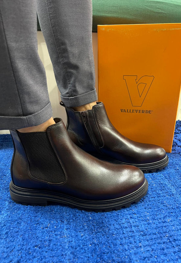 Stivaletto uomo valleverde in pelle marrone 49910