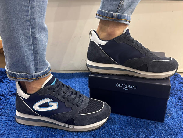 Sneakers uomo guardiani camoscio/mesh/tessuto dk blue wen0098 agm009811