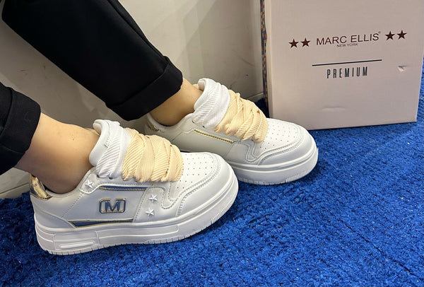 Sneakers donna marc ellis white/gold bibi 301
