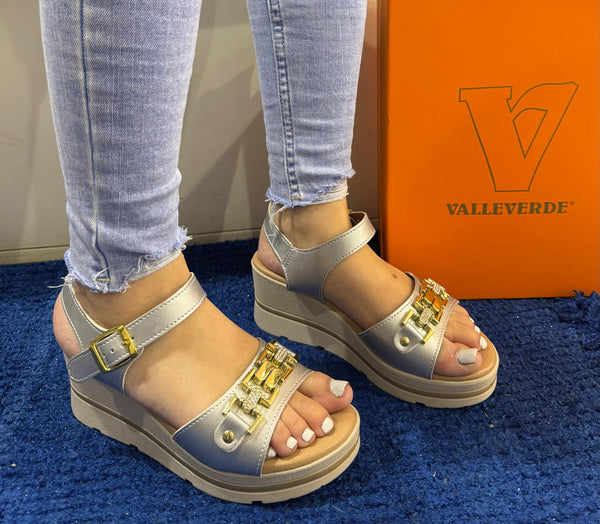 Sandalo donna valleverde argento 55580