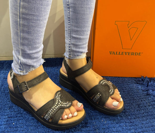 Sandalo donna valleverde nero 55561