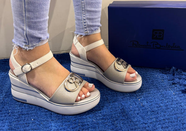 Sandalo zeppa donna renato balestra silver rb2553