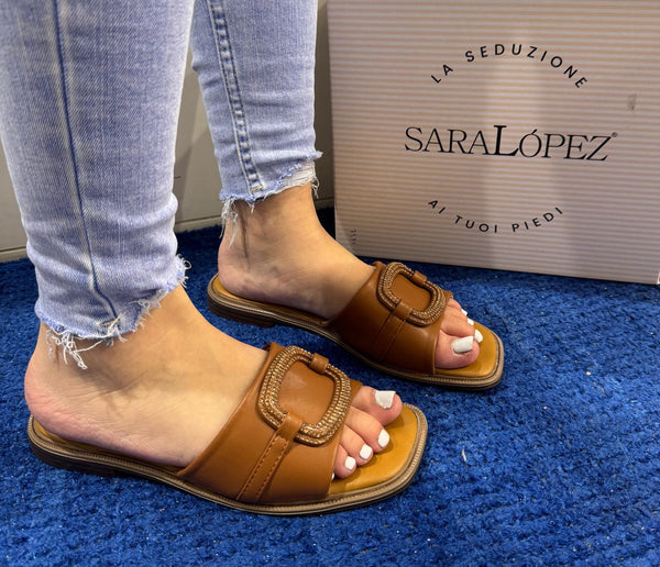 Ciabattina donna sara lopez ecopelle cuoio sl51sb 112
